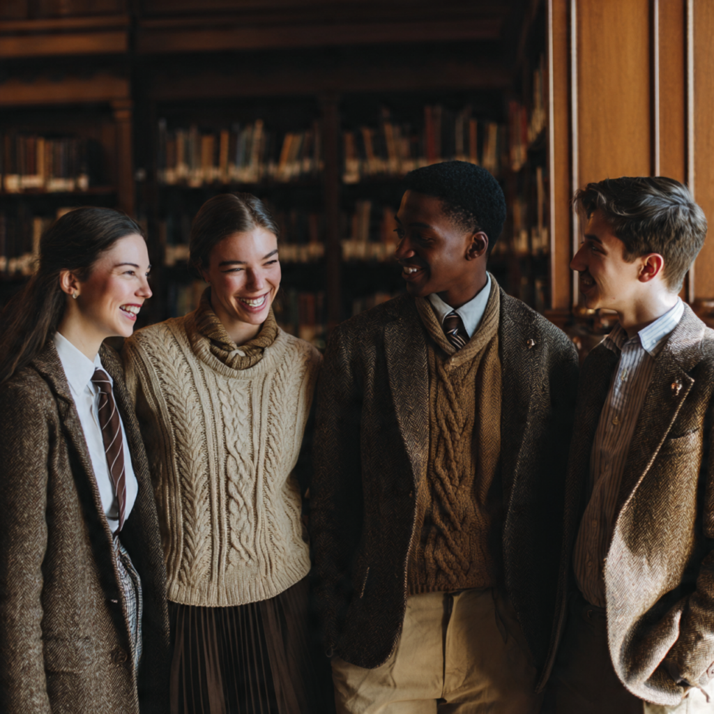 4 models wearing Dark Academia