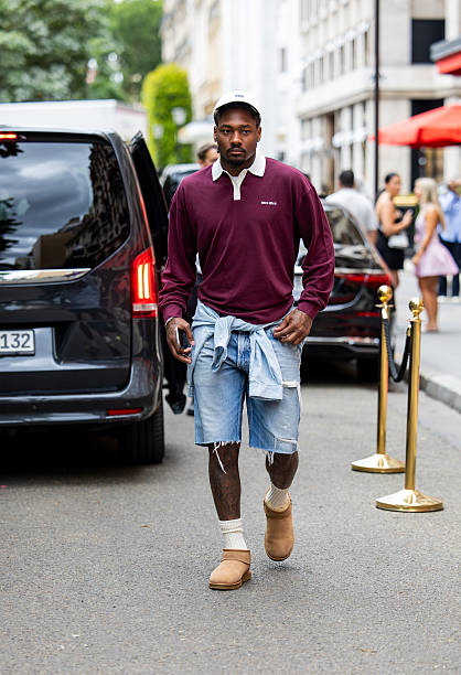 Stefon Diggs is seen during the Menswear Spring/Summer 2026 as part of Paris Fashion Week on June 27, 2025, in Paris, France.