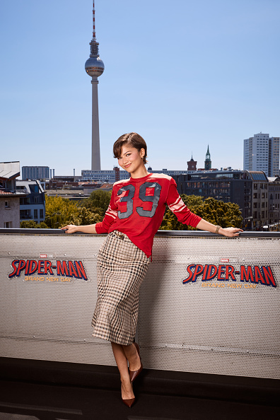 Zendaya Poses in Sporty Coach Outfit at “Spider-Man: Brand New Day” Berlin Photocall