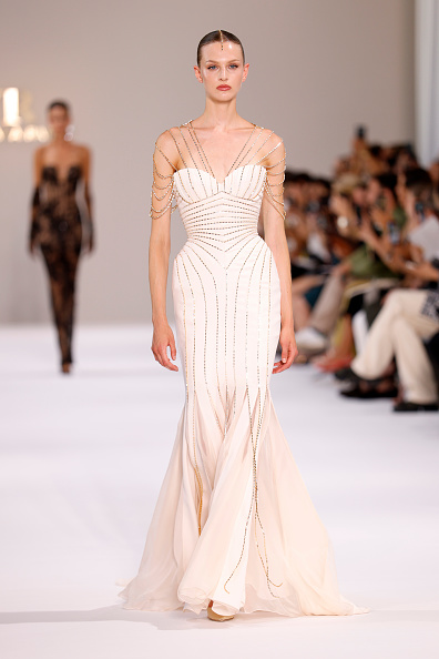 Isabel Thuma walked the Tamara Ralph Haute Couture Fall/Winter 2026/27 runway in an embellished silk gown—the same design Zendaya wore on the red carpet for the UK premiere of “Spider-Man: Brand New Day.”