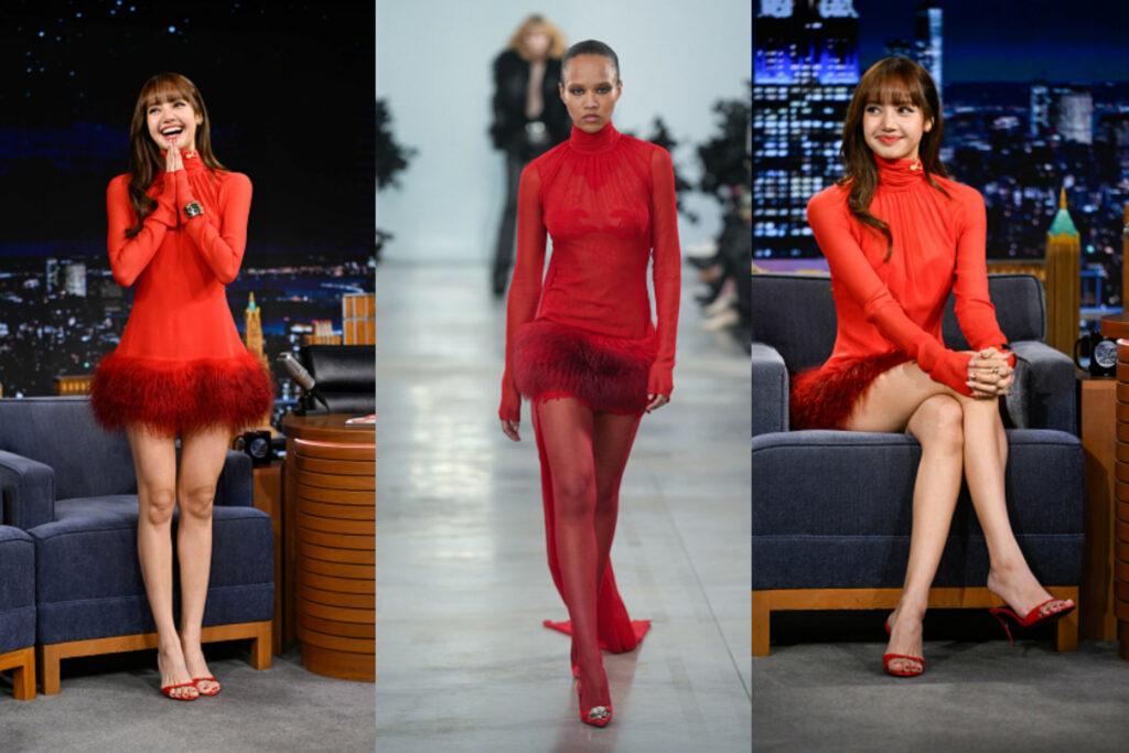 BLACKPINK Lisa Dazzles in Scarlet Red Blumarine Micro Mini Dress on The Tonight Show Starring Jimmy Fallon