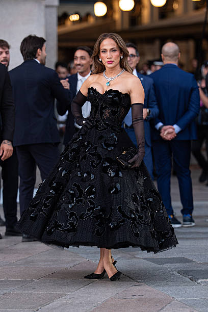 Jennifer Lopez at the Vogue World 2026 event during the Milan Fashion Week Dressed in a custom Alta Moda creation by Dolce & Gabbana