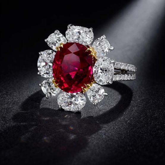 ruby stone with diami9nds to empahsize gemstone jewelry trends