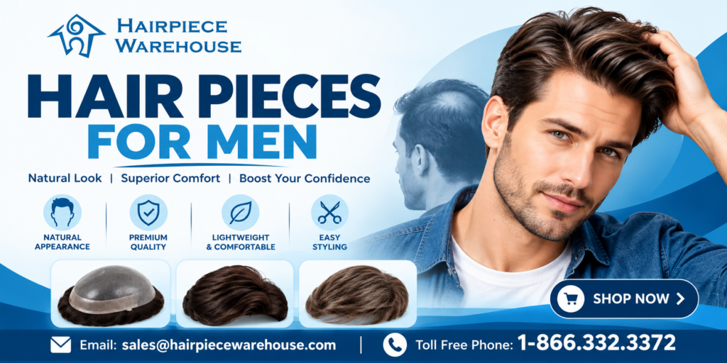 hair pieces for men graphic next to man with great hair!