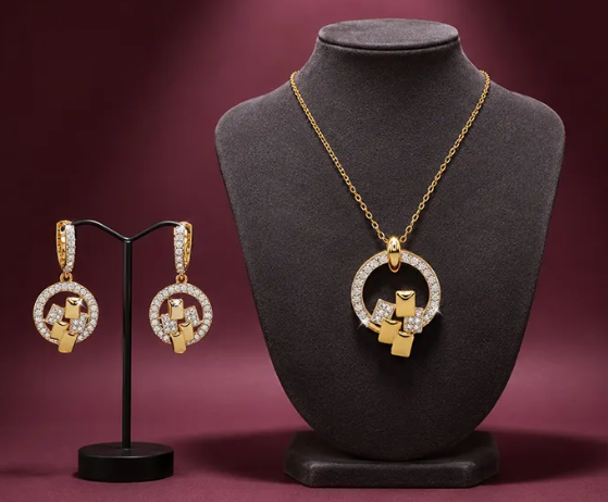 display of gold diamond jewelry 